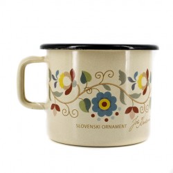 enamelled cup, Slovenian ornament