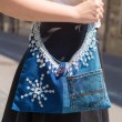 UNIQUE HANDMADE BAG MADE OF JEANS AND PRINTED COTTON, BAG FOR YOUTH, TEXTILE BAG, denim