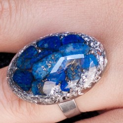 Orgonite, crystal, energy jewelry, ring, lapis lazuli orgone ring