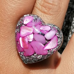 Orgonit, kristal, enegijski nakit, roza školjke orgonski prstan